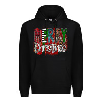 Black Merry Christmas Buffalo Plaid Leopard Premium Hoodie - Bettercallsaul