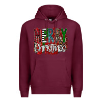 Burgundy Merry Christmas Buffalo Plaid Leopard Premium Hoodie - Bettercallsaul