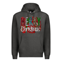 Charcoal Heather Merry Christmas Buffalo Plaid Leopard Premium Hoodie - Bettercallsaul