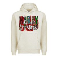 Oatmeal Heather Merry Christmas Buffalo Plaid Leopard Premium Hoodie - Bettercallsaul