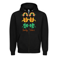 Black lucky vibes st. patrick's day Zipper Hoodie - MaliasSmallBusiness