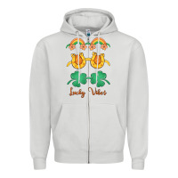 Dove Grey lucky vibes st. patrick's day Zipper Hoodie - MaliasSmallBusiness