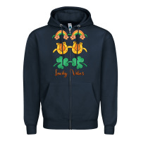 Navy lucky vibes st. patrick's day Zipper Hoodie - MaliasSmallBusiness