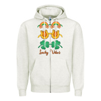Oatmeal Heather lucky vibes st. patrick's day Zipper Hoodie - MaliasSmallBusiness