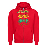 Red lucky vibes st. patrick's day Zipper Hoodie - MaliasSmallBusiness