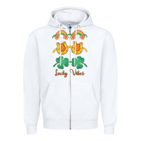 White lucky vibes st. patrick's day Zipper Hoodie - MaliasSmallBusiness