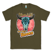 Army Green blame it all on my roots bull skull black Classic Tee - JahusDesignShop