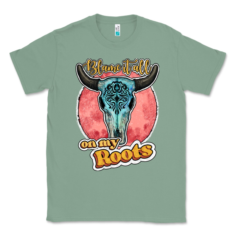 Blame It All On My Roots Bull Skull Black Classic Tee by JahusDesignShop | Teevron