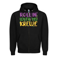 Black rollin with my krewe Zipper Hoodie - MaliasSmallBusiness
