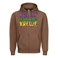 Chestnut rollin with my krewe Zipper Hoodie - MaliasSmallBusiness