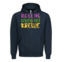 Navy rollin with my krewe Zipper Hoodie - MaliasSmallBusiness