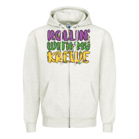 Oatmeal Heather rollin with my krewe Zipper Hoodie - MaliasSmallBusiness