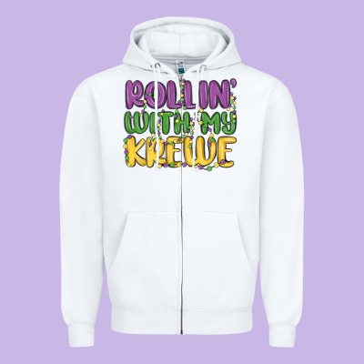 Rollin With My Krewe Zipper Hoodie Designed By Maliassmallbusiness