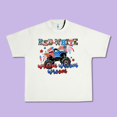 Red White Wroom Wroom Wroom Urban Heavy Tee Designed By Adodesignshop