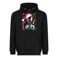 Black Pink Christmas Breast Cancer Ribbon Soccer Heavyweight Hoodie - BundleAndBundleShop