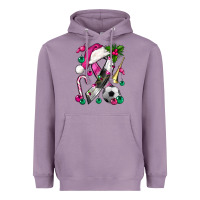 Lavender Pink Christmas Breast Cancer Ribbon Soccer Heavyweight Hoodie - BundleAndBundleShop