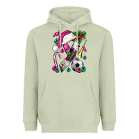 Matcha Pink Christmas Breast Cancer Ribbon Soccer Heavyweight Hoodie - BundleAndBundleShop