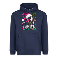 Navy Pink Christmas Breast Cancer Ribbon Soccer Heavyweight Hoodie - BundleAndBundleShop
