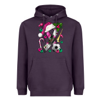 Plum Pink Christmas Breast Cancer Ribbon Soccer Heavyweight Hoodie - BundleAndBundleShop