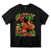Black Steppin' into Juneteenth sneaker and heel afro wom Heavy Core Tee - RanaPortraitStore