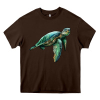 Chocolate Brown sea turtle Heavy Core Tee - Artiststas