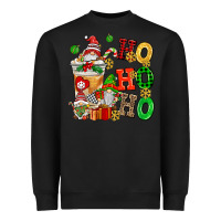 Black ho ho ho christmas latte with gnomies Heavyweight Sweatshirt - AdoDesignShop