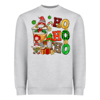Heather Grey ho ho ho christmas latte with gnomies Heavyweight Sweatshirt - AdoDesignShop