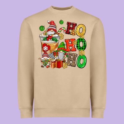 Ho Ho Ho Christmas Latte With Gnomies Heavyweight Sweatshirt Designed By Adodesignshop