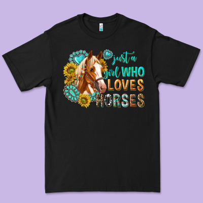 Western Just A Girl Who Loves Horses Premium Tee Designed By Texasbilliewilder