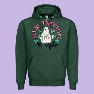 Not All Disabilities Are Visible Zipper Hoodie Designed By Maliassmallbusiness