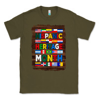 Army Green hispanic haritage month flags with background Classic Tee - BundleAndBundleShop