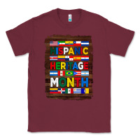 Burgundy hispanic haritage month flags with background Classic Tee - BundleAndBundleShop