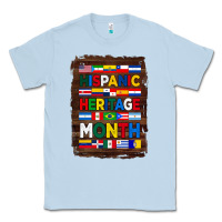 Dusty Blue hispanic haritage month flags with background Classic Tee - BundleAndBundleShop