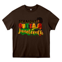 Chocolate Brown Straight outta Juneteenth Heavy Core Tee - RanaPortraitStore