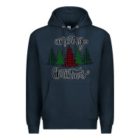 Navy Merry Christmas Trees Premium Hoodie - Bettercallsaul