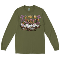 Army Green grow in grace Long Sleeve Tee - NancyCooperArtShop