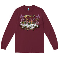 Burgundy grow in grace Long Sleeve Tee - NancyCooperArtShop