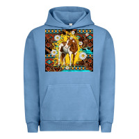 Pigment Pebble Blue aztec tribal horse Urban Hoodie - TumblerDesignByShophia