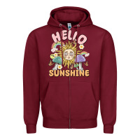 Burgundy hello sunshine Zipper Hoodie - MaliasSmallBusiness
