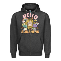 Charcoal Heather hello sunshine Zipper Hoodie - MaliasSmallBusiness