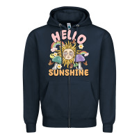 Navy hello sunshine Zipper Hoodie - MaliasSmallBusiness