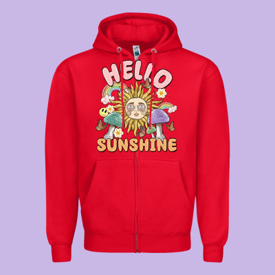 Hello Sunshine Zipper Hoodie Designed By Maliassmallbusiness