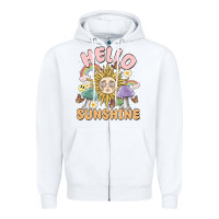 White hello sunshine Zipper Hoodie - MaliasSmallBusiness