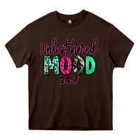 Chocolate Brown Unbothered mood 24:7 Heavy Core Tee - RanaPortraitStore