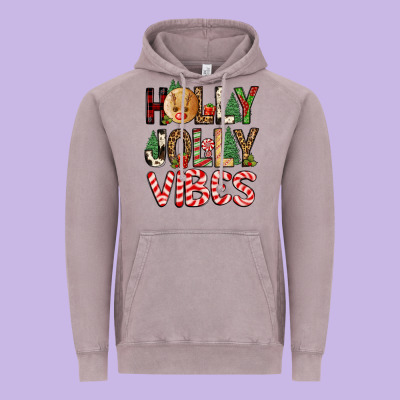 Holly Jolly Vibes Vintage Hoodie Designed By Fadigitalartstudio