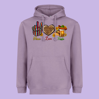 Peace Love Fiesta Heavyweight Hoodie Designed By Bundleandbundleshop