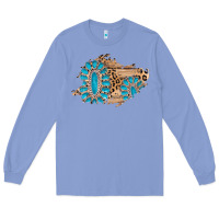 Colony Blue gemstone wood leopard patch Long Sleeve Tee - AdoDesignShop