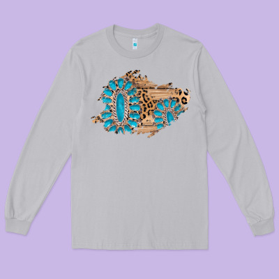 Gemstone Wood Leopard Patch Long Sleeve Tee Designed By Adodesignshop