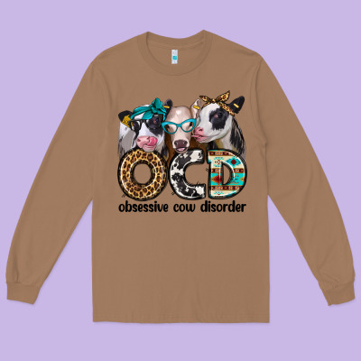 Ocd Obsessive Cow Disorder Long Sleeve Tee Designed By Jasminsmagicworld