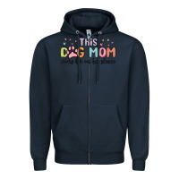Navy this dog mom wears her heart on her sleeve Zipper Hoodie - MaliasSmallBusiness